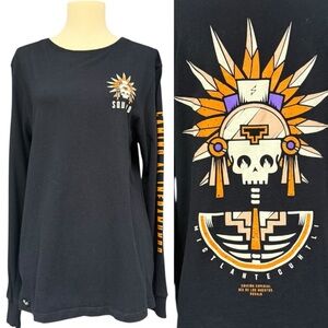 Squalo Día de los Muertos Long Sleeve Tee Black Medium Skull Aztec Graphic